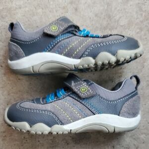 Stride Rite Prescott Gray Blue Leather Shoes Sneakers Baby 6.5W